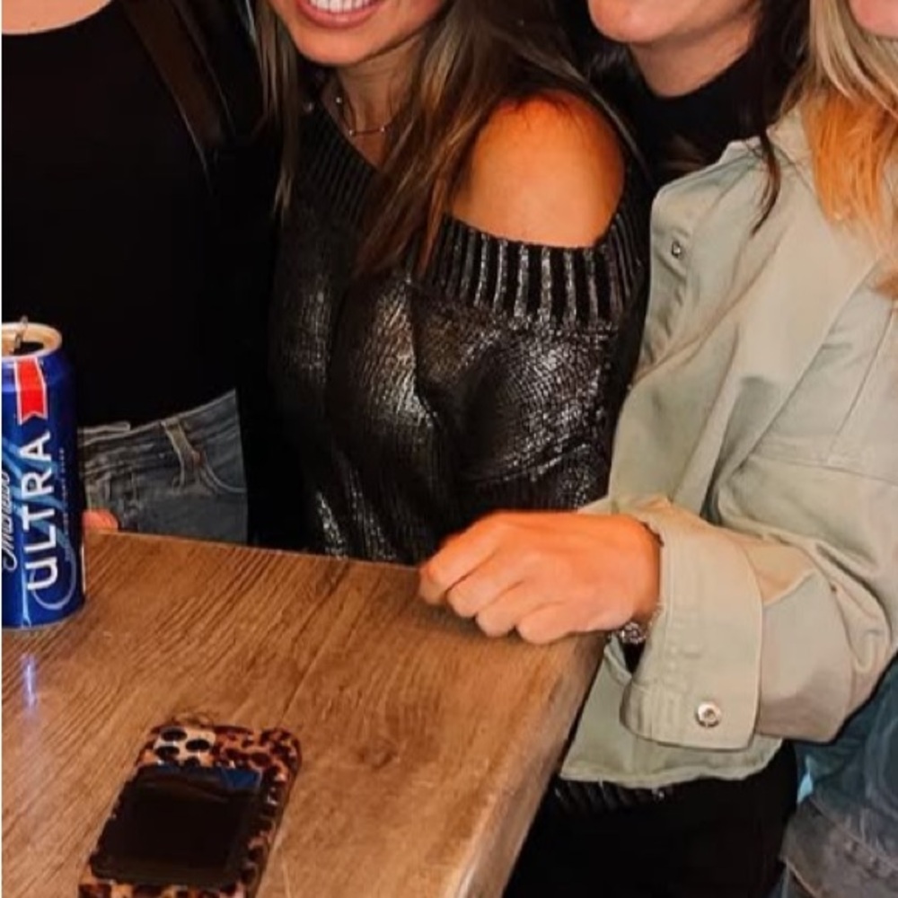 Superdown Metallic Off-Shoulder Sweater - image 4